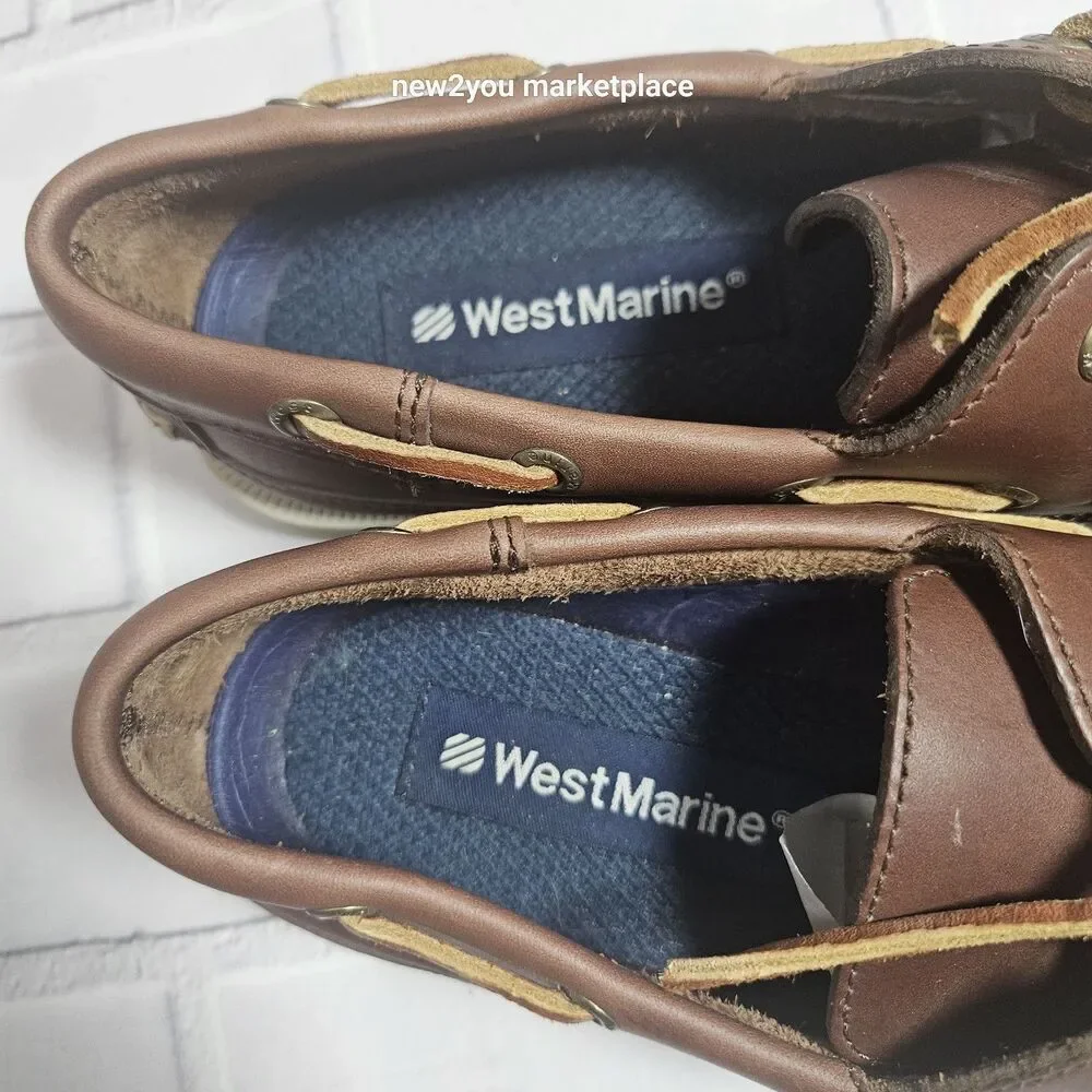 West Marine Boat Shoes Womens Size 7 Classic Mocs 1310 Loafers Brown Slip On